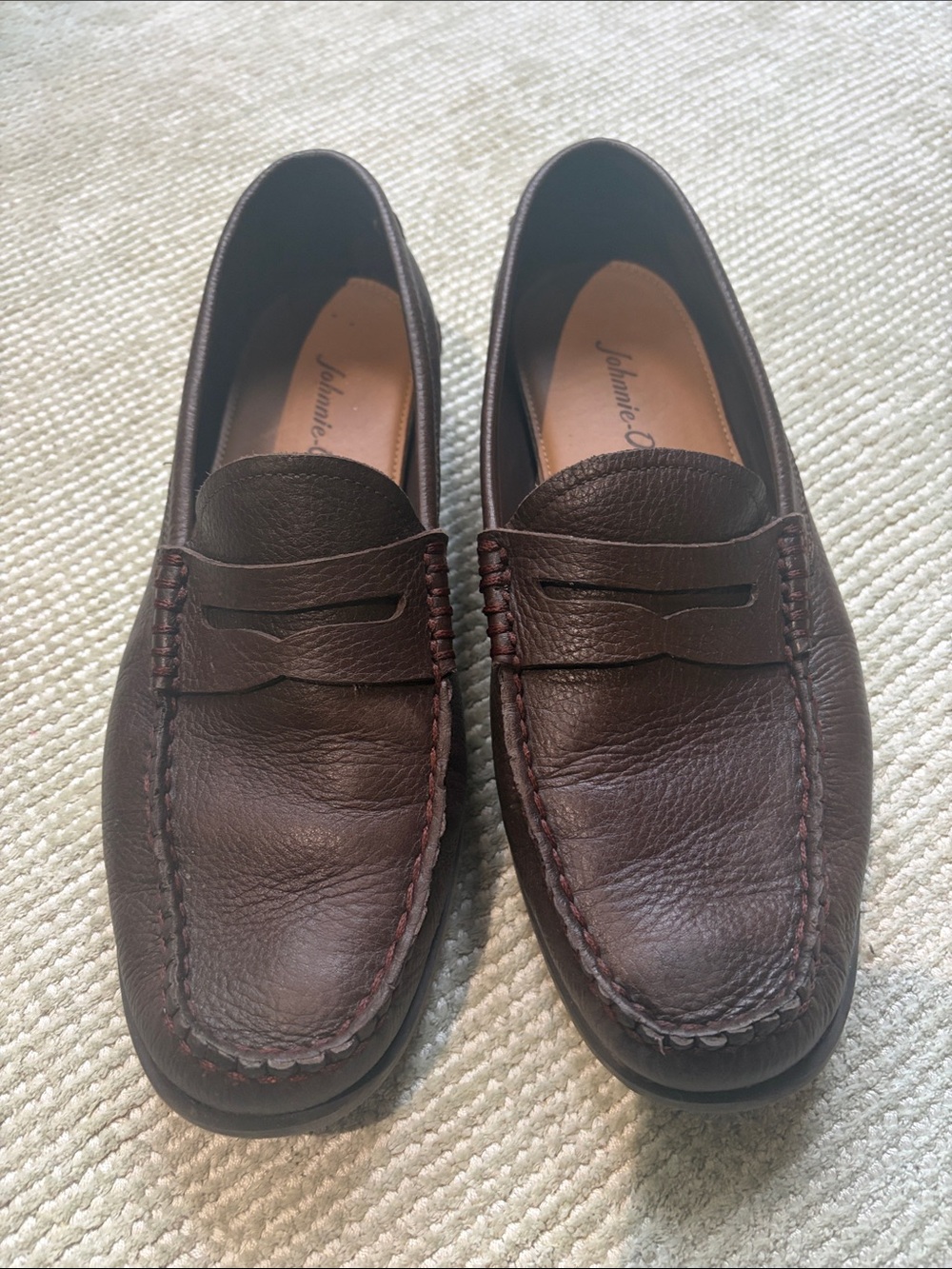 Johnnie-O Men's Brown Leather Penny Loafers Size 9.5
